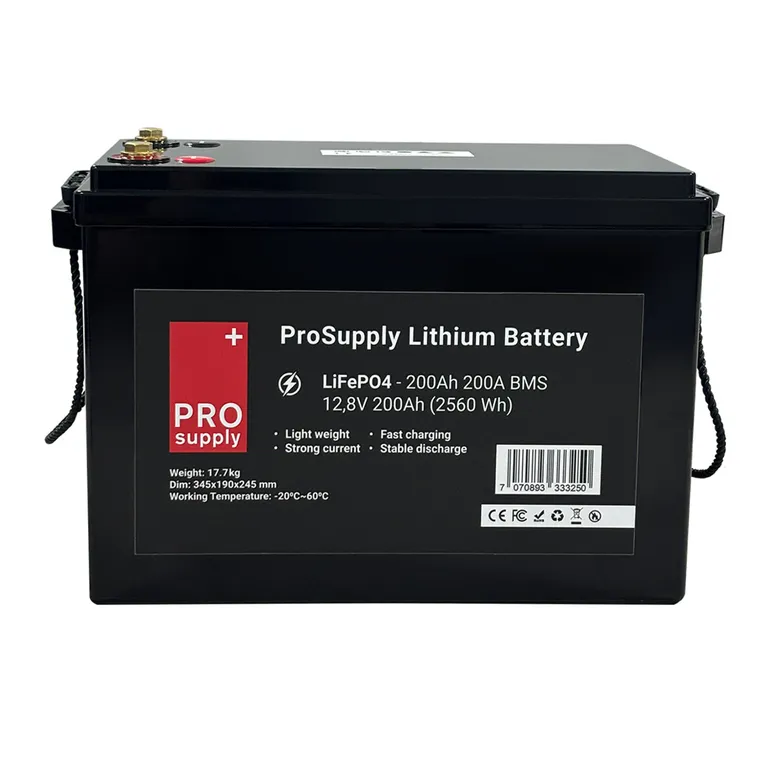 ProSupply Lithium LiFePO4 12V batteri 200Ah 200A BMS