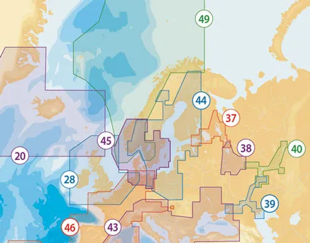 NAVIONICS+  blank kartbrikke, last inn ett av områdene listet opp  (SD-brikke)