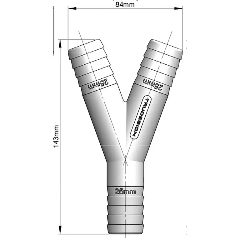 Trudesign Y-stykke i kompositt (25/25/25mm)