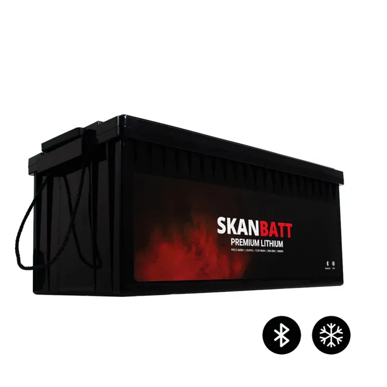 Skanbatt Premium Lithium batteri 12V 460Ah 200A BMS Bluetooth & Varme