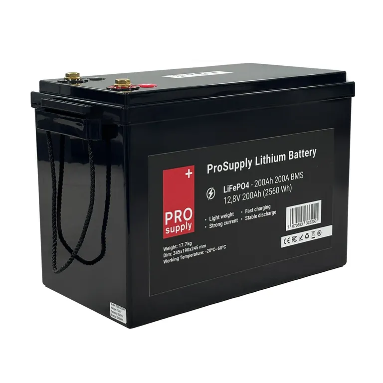 ProSupply Lithium LiFePO4 12V batteri 200Ah 200A BMS