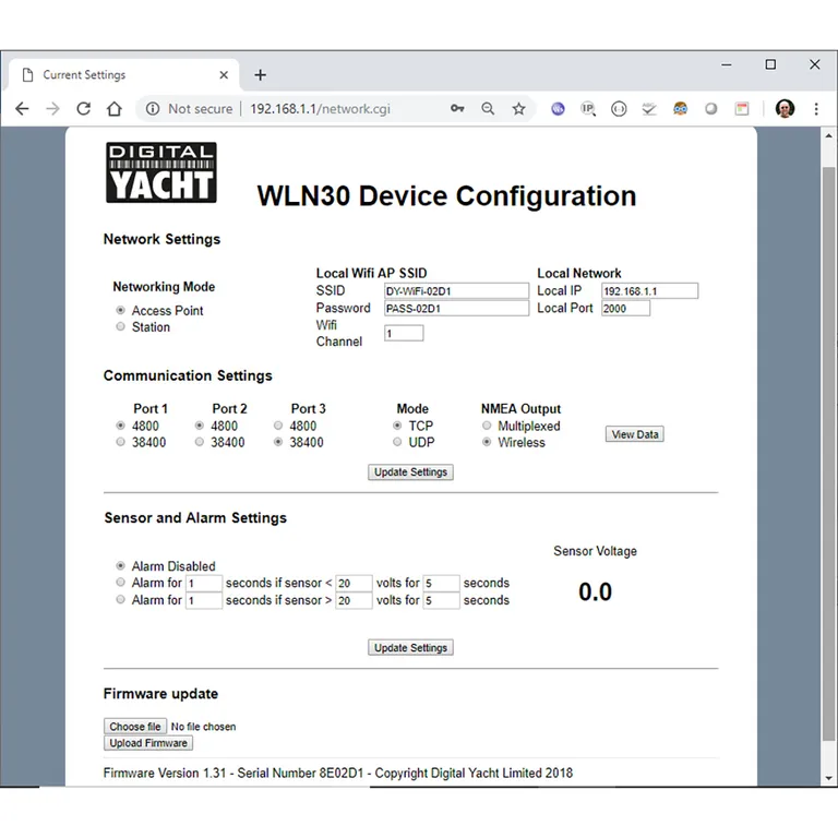 Digital Yacht WLN30 NMEA0183 WiFi gateway