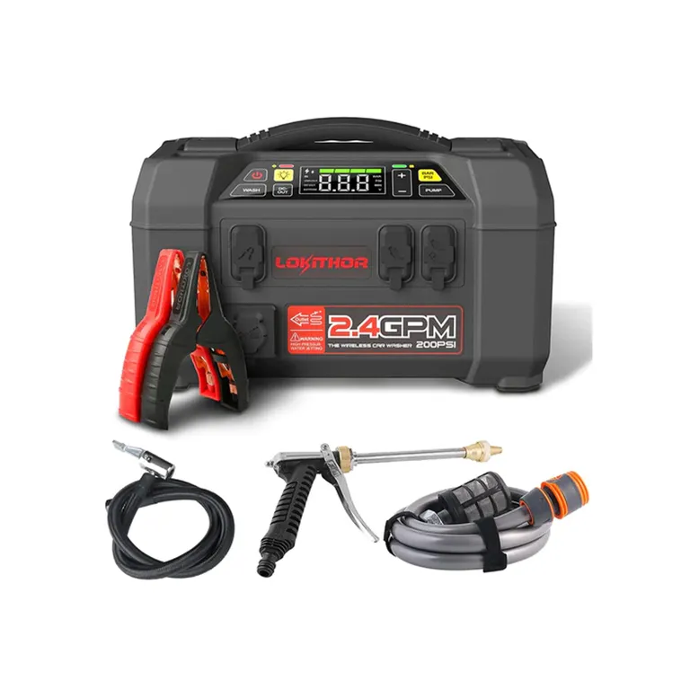 Lokithor AW401 Lithium Startbooster 12V 2500A-150 PSI Luftkompressor-1.5 MPA høytrykkspyler