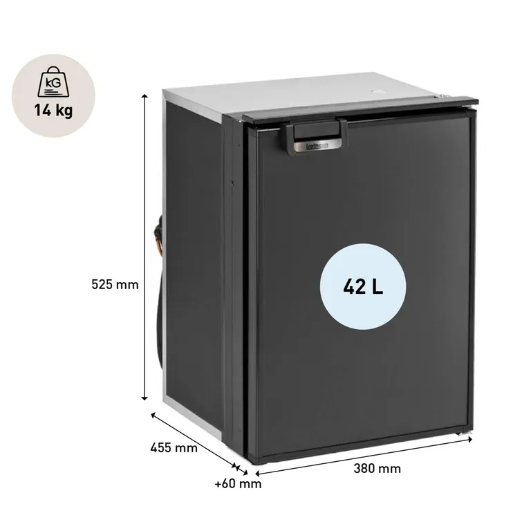 Isotherm Cruise Classic CR42 Total Black 42L kjøleskap, matt sort, 12/24V