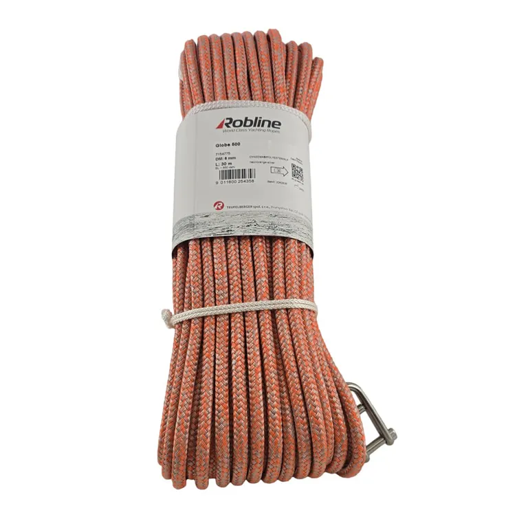 Robline Globe 500 fall med sjakkel - Orange 10mm 35m