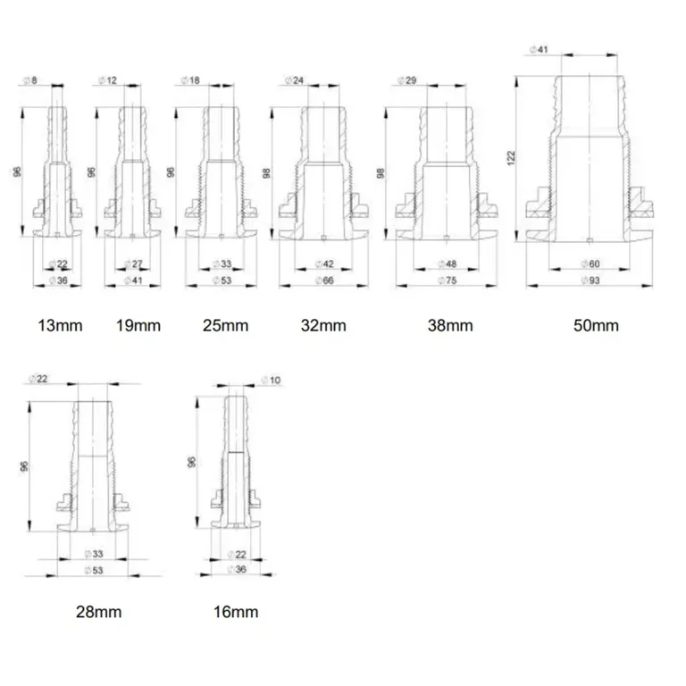 TruDesign Skroggjennomføring 1/2" - 12mm BSP stuss - Hvit