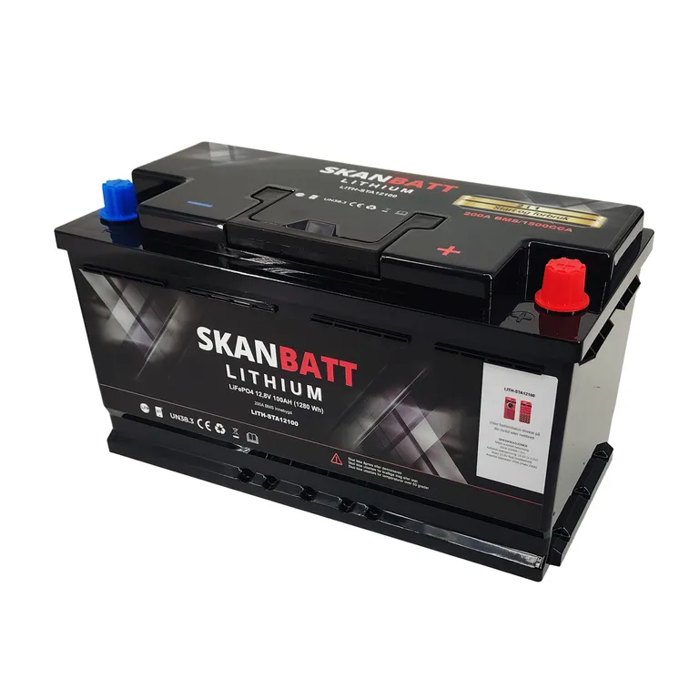 Skanbatt Bluetooth Lithium 12V 100Ah LiFePo4 startbatteri 1500CA
