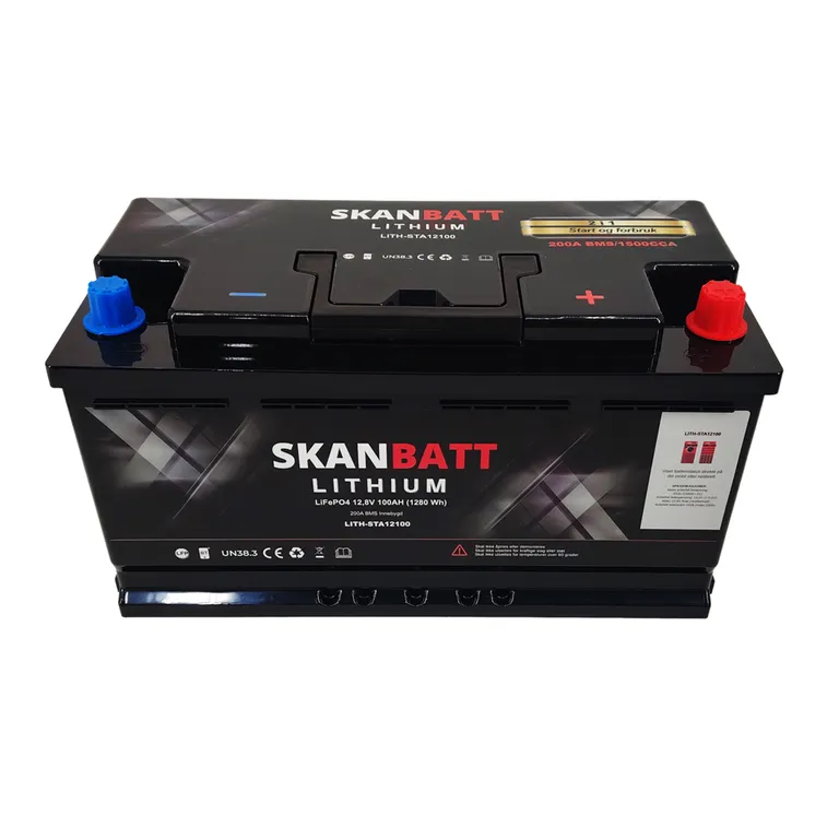 Skanbatt Bluetooth Lithium 12V 100Ah LiFePo4 startbatteri 1500CA