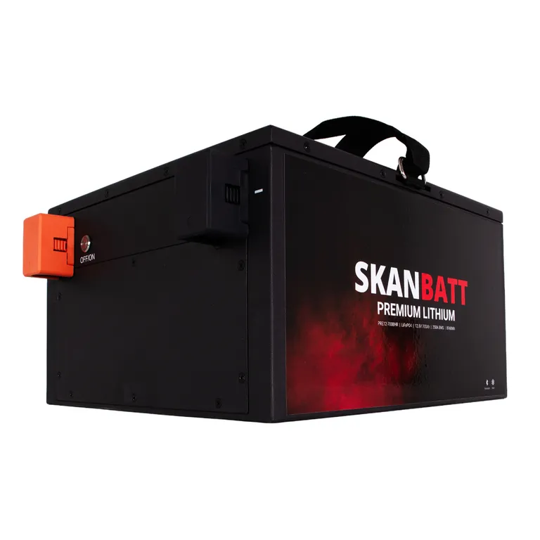 Skanbatt Premium 700Ah 12V LiFePO4 litiumbatteri med Bluetooth og varme