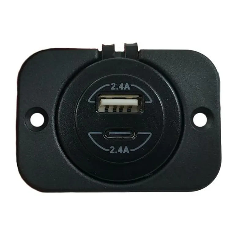 Pro Supply USB-uttak USB-A & USB-C, sort, 2,4A