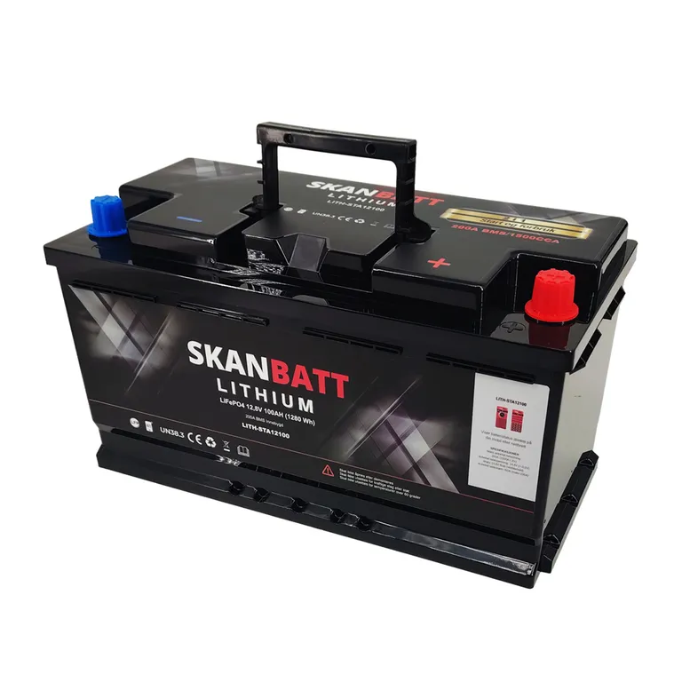 Skanbatt Bluetooth Lithium 12V 100Ah LiFePo4 startbatteri 1500CA