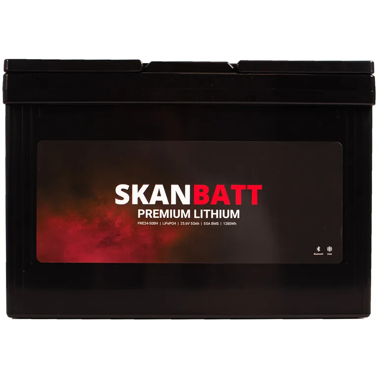Skanbatt Premium Lithium 24V 50Ah 50A BMS Bluetooth Heat