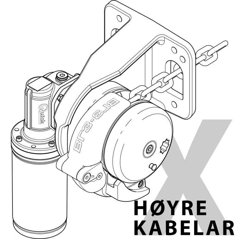 Quick Balder BL3 12V 1500W ankervinsj, 10 mm kjetting, frittfall, kabelar høyre