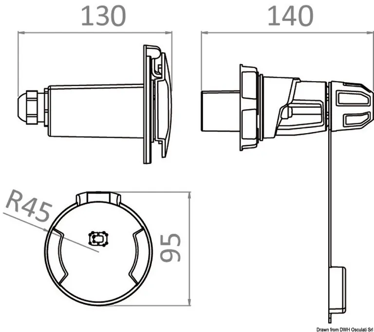 Osculati Landstrømsinntak Cruiser 16A 230V Sort