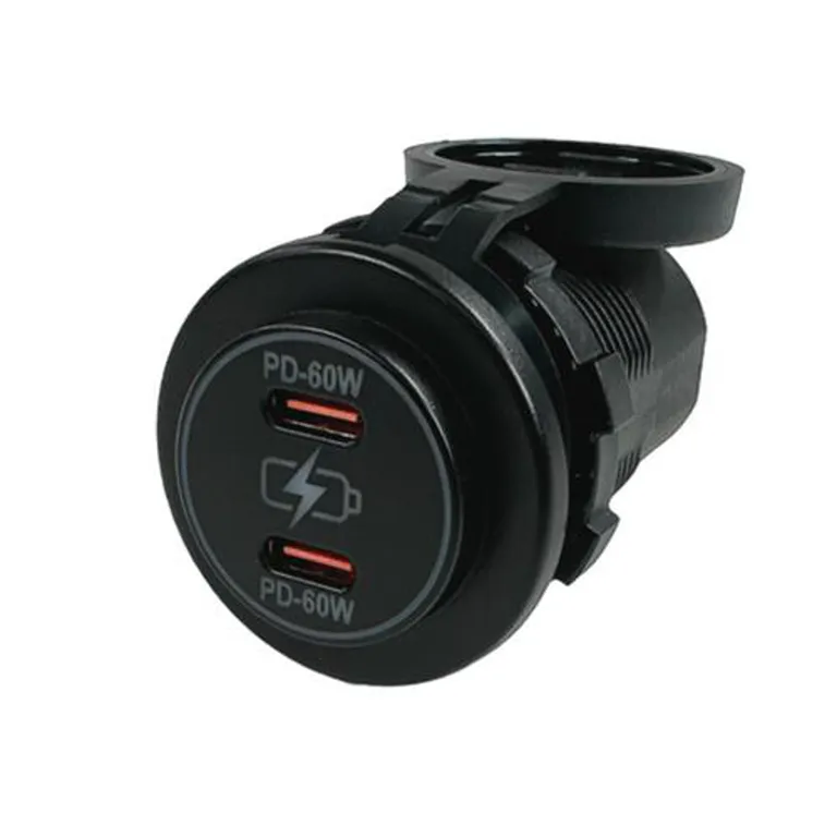 Pro Supply USB-uttak 2xUSB-C, sort, 8-32V 60W
