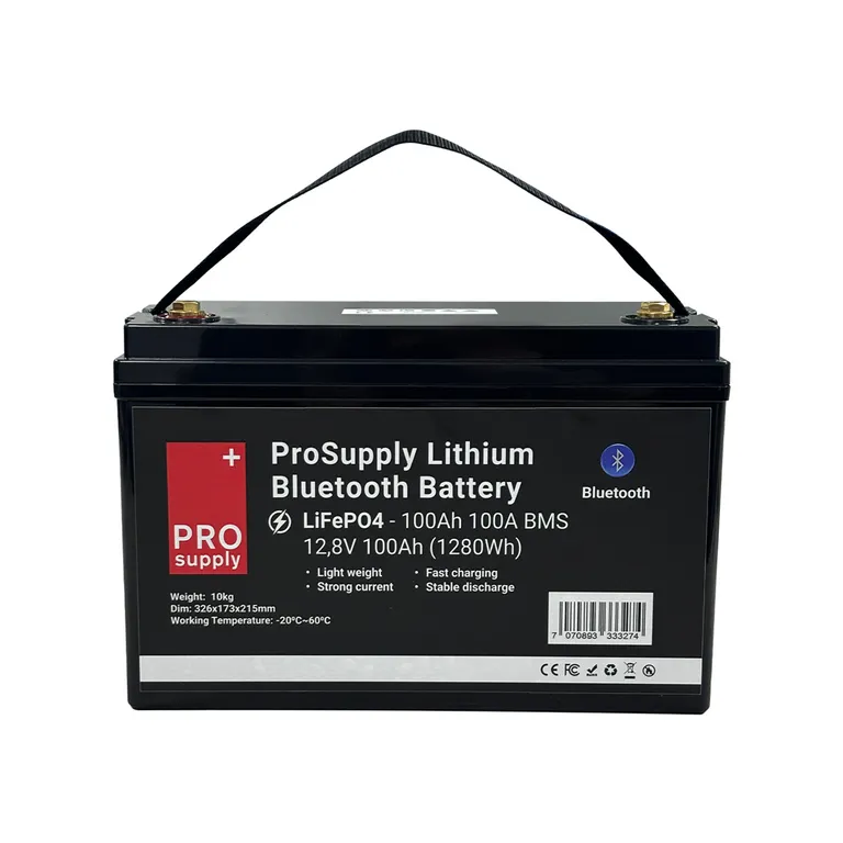 ProSupply Lithium Bluetooth LiFePO4 12V batteri 100Ah 100A BMS