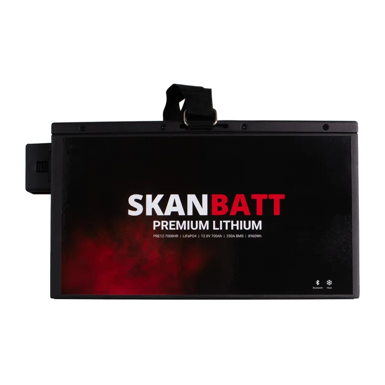 Skanbatt Premium 700Ah 12V LiFePO4 litiumbatteri med Bluetooth og varme
