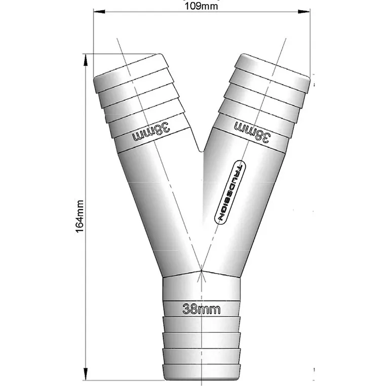 Trudesign Y-stykke i kompositt (38/38/38mm)