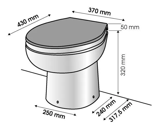 Sanimarin SN31C elektrisk toalett, 12V med manuelt kontrollpanel