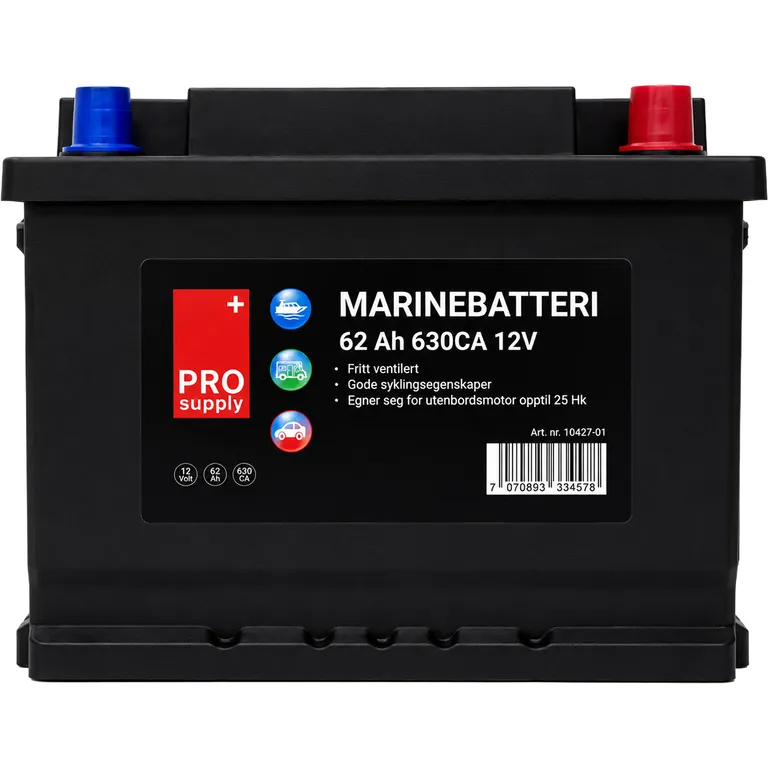 ProSupply marinebatteri 12V 62Ah 480CCA