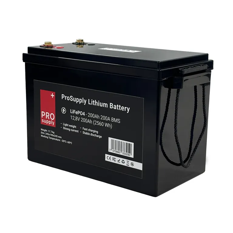 ProSupply Lithium LiFePO4 12V batteri 200Ah 200A BMS