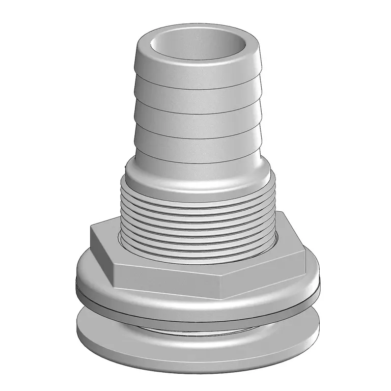 TruDesign Skroggjennomføring 1 1/2" - 38mm BSP stuss - Hvit