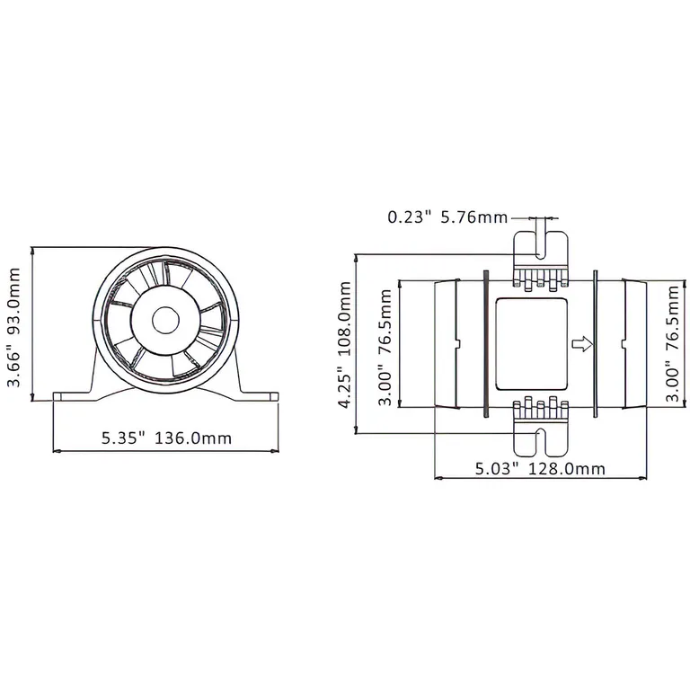 SeaFlo Utsugningsvifte Blower 3" 12V