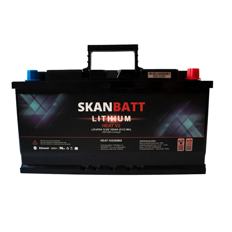Skanbatt V2 Lithium Heat 12V 165Ah LiFePO4-batteri, 150A BMS - Bobil