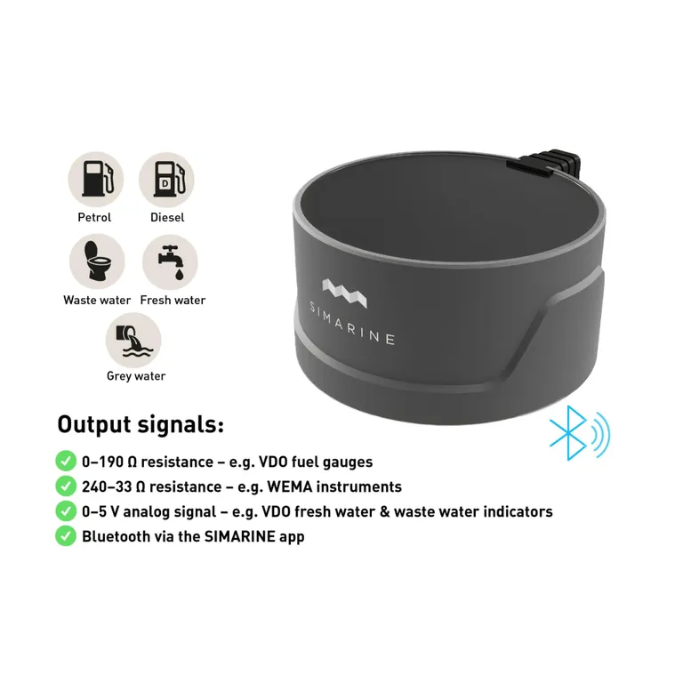 Simarine STR1 radar tankmåler med Bluetooth og analog utgang