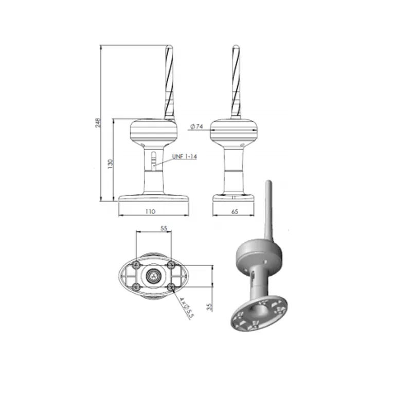 DAB+ antenne, SMB-plugg, med brakett, 6m kabel