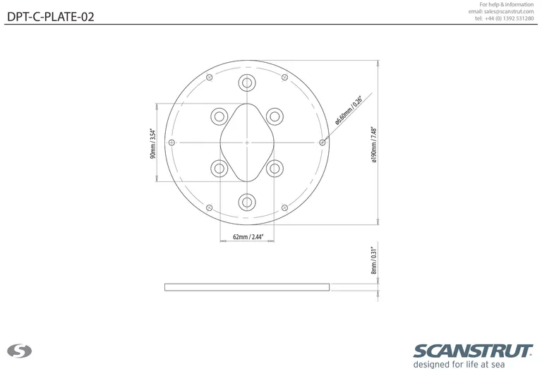 Scanstrut festeplate til Dual Power Tower for Flir kamera