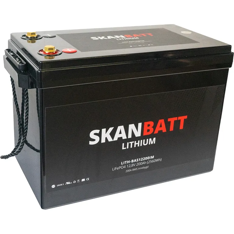 Skanbatt Litium Basic kompakt LiFePo4 12V batteri 200Ah m/200A BMS